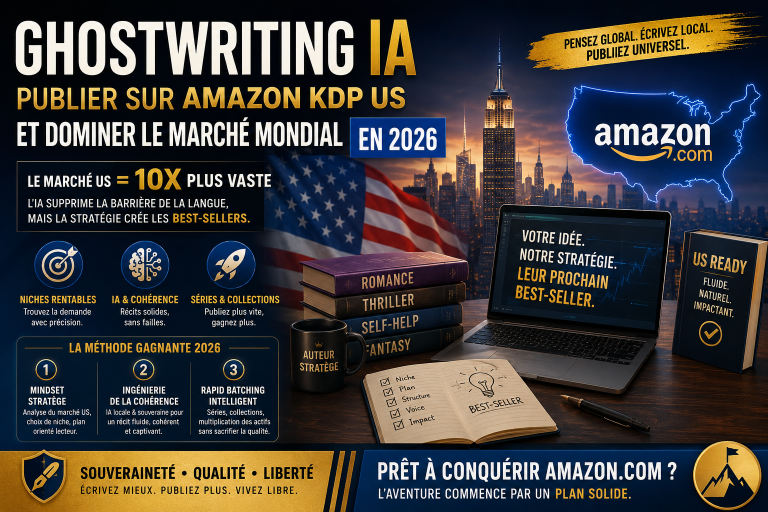Ghostwriting IA : Publier sur Amazon KDP US et dominer le marché mondial en 2026